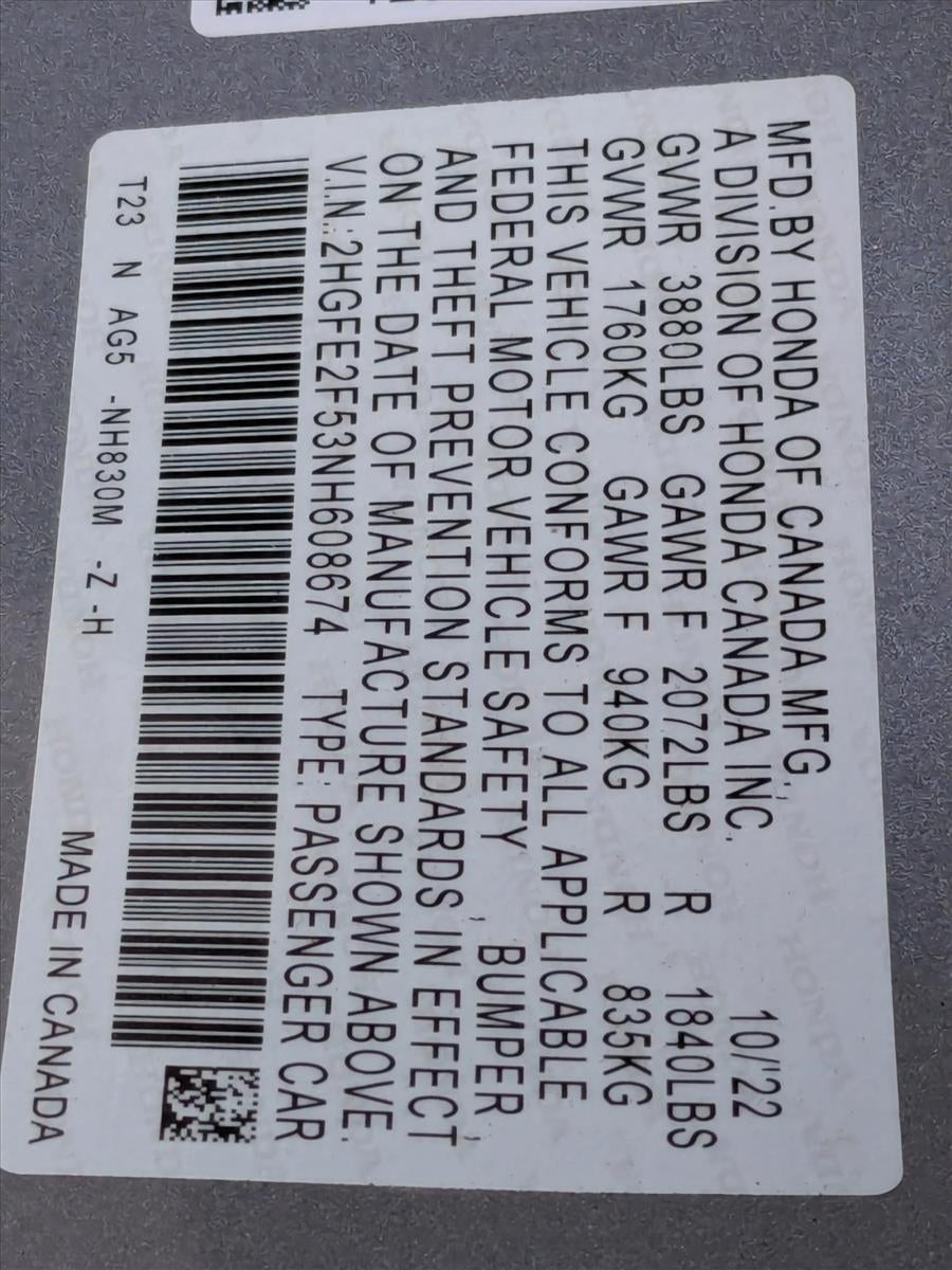 2022 Honda Civic Sedan Sport