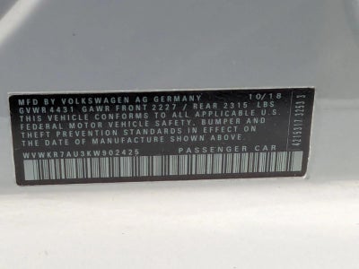 2019 Volkswagen e-Golf SE