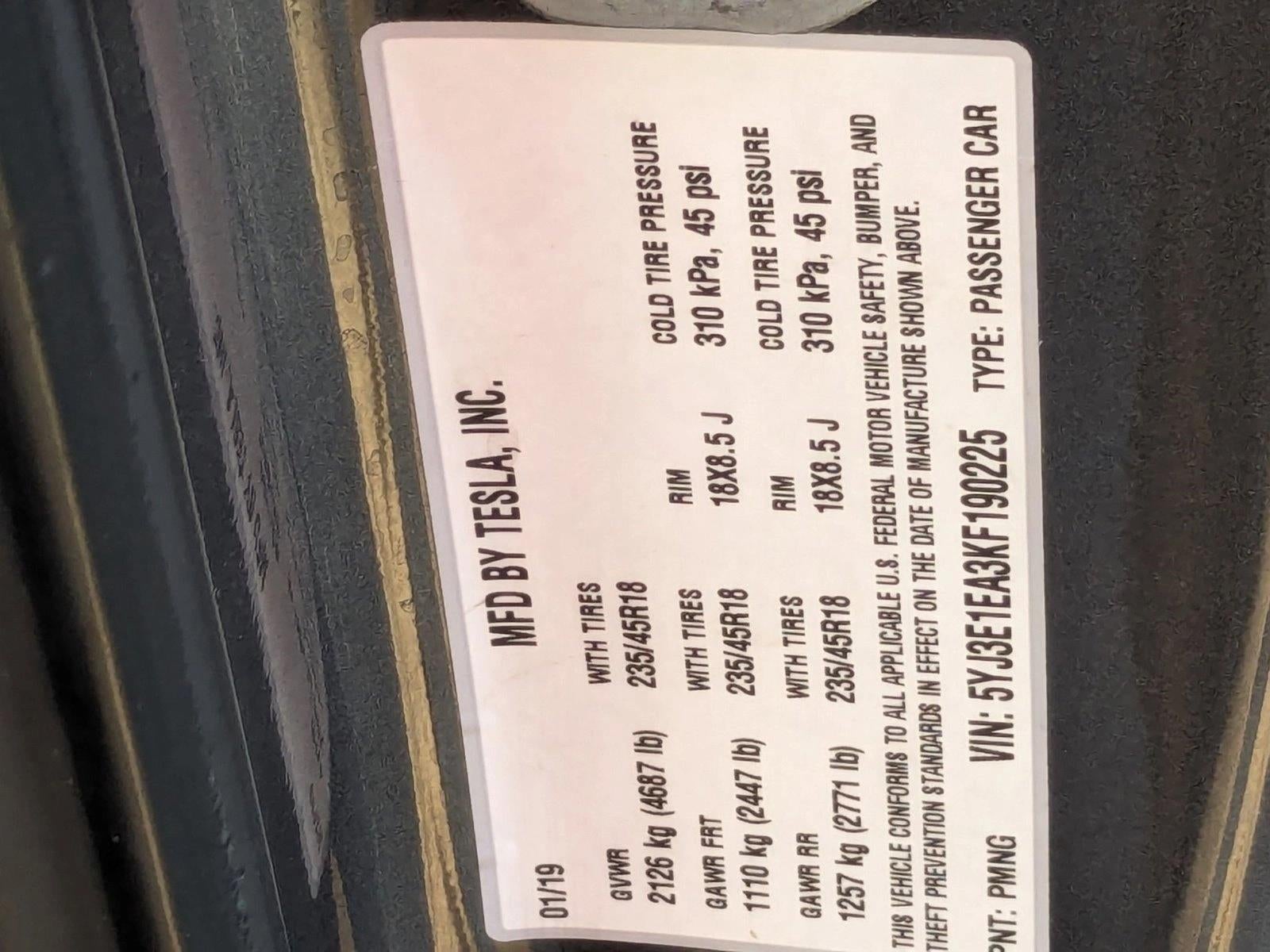 2019 Tesla Model 3 Mid Range