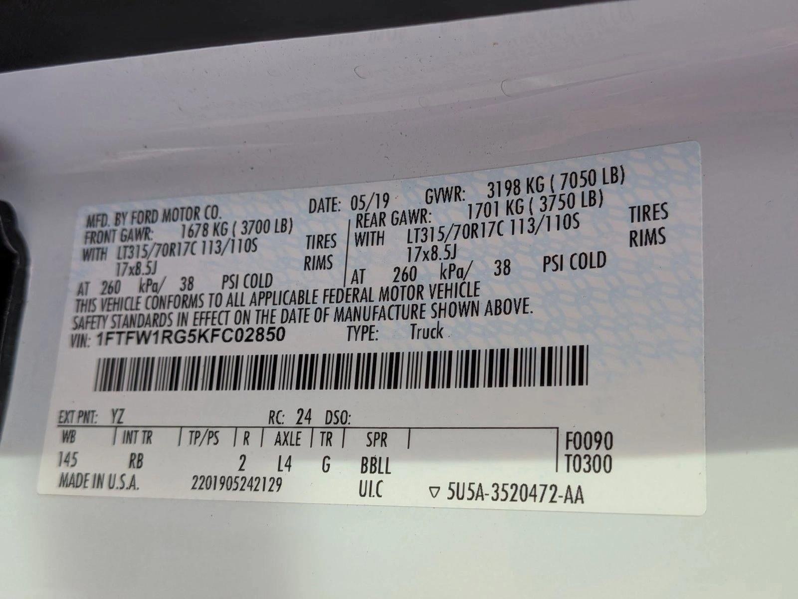 2019 Ford F-150 Raptor 4WD SuperCrew 5.5' Box