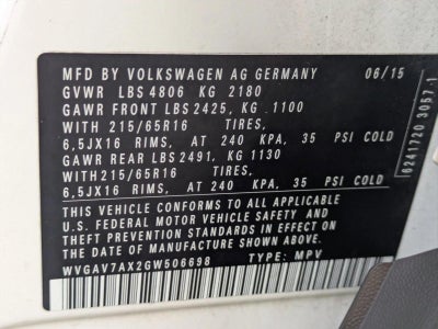 2016 Volkswagen Tiguan 2WD 4dr Auto S