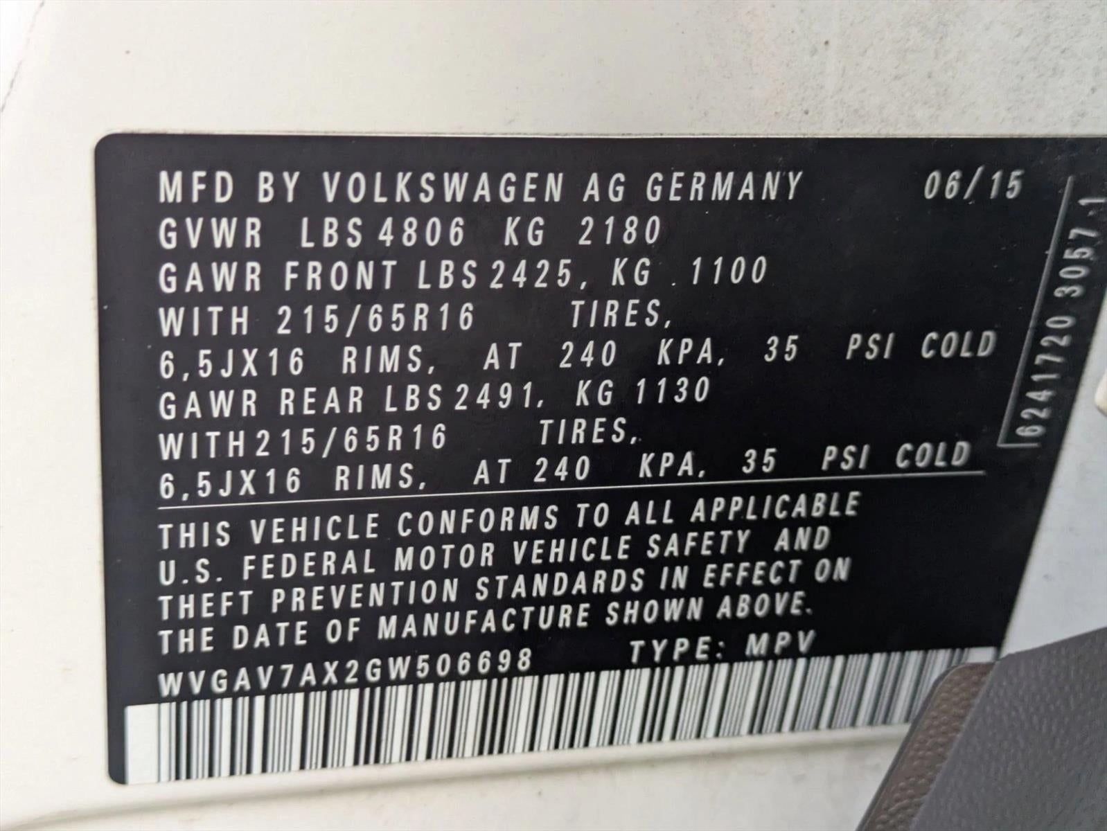 2016 Volkswagen Tiguan 2WD 4dr Auto S