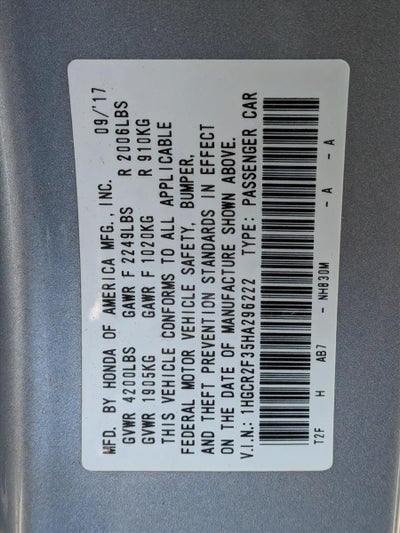 2017 Honda Accord Sedan LX CVT PZEV