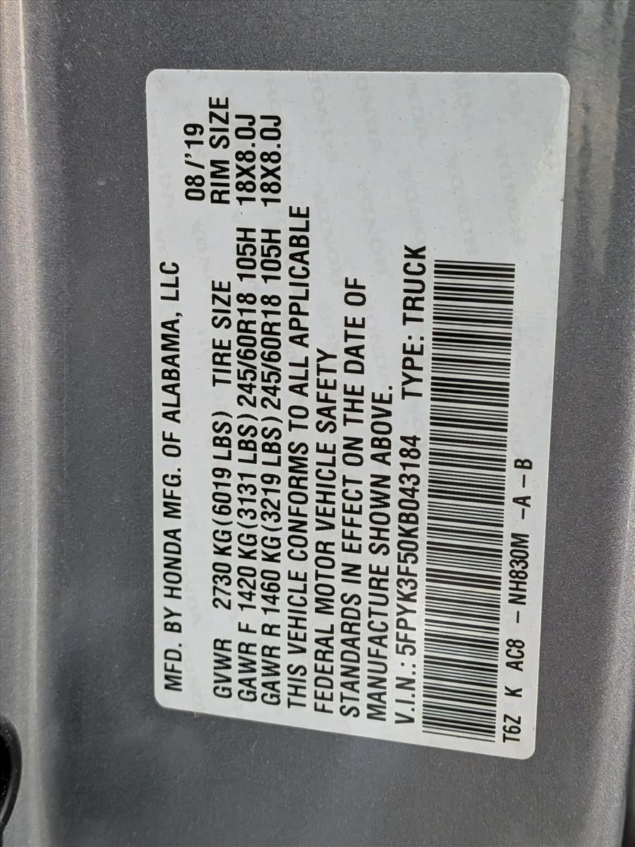 2019 Honda Ridgeline RTL AWD