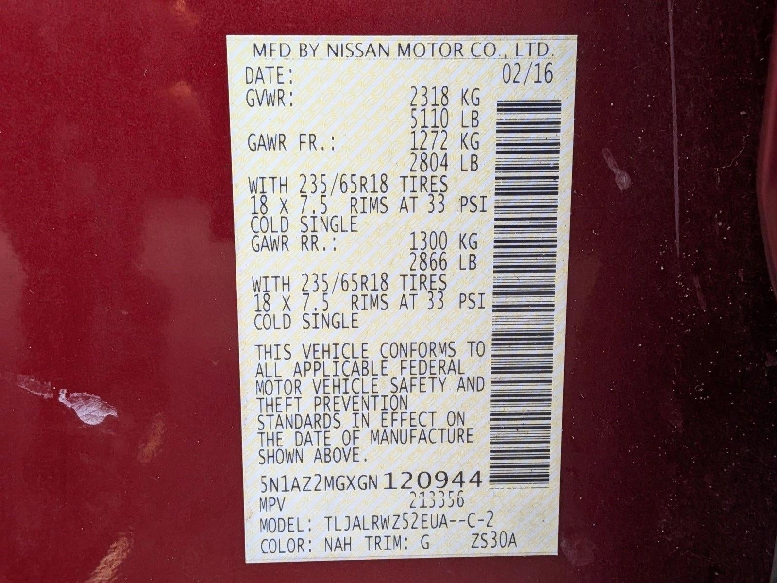 2016 Nissan Murano FWD 4dr SL