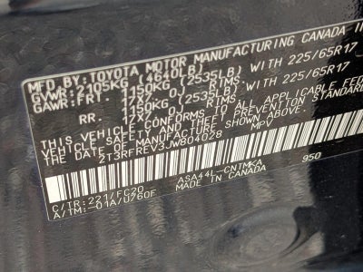 2018 Toyota RAV4 XLE AWD (Natl)