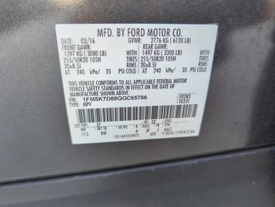 2016 Ford Explorer FWD 4dr XLT