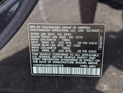 2022 Volkswagen Atlas 2.0T SE FWD