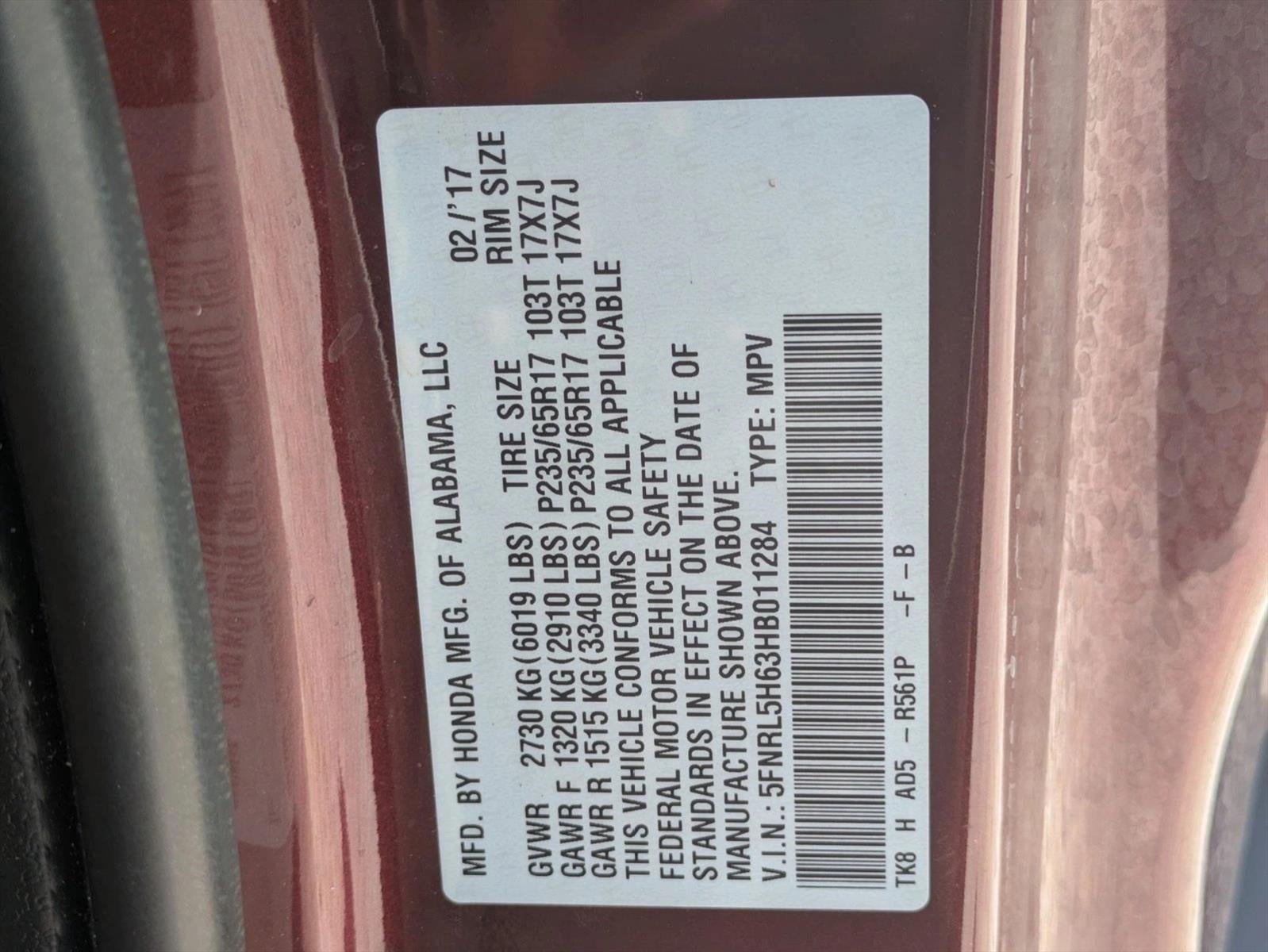 2017 Honda Odyssey EX-L Auto