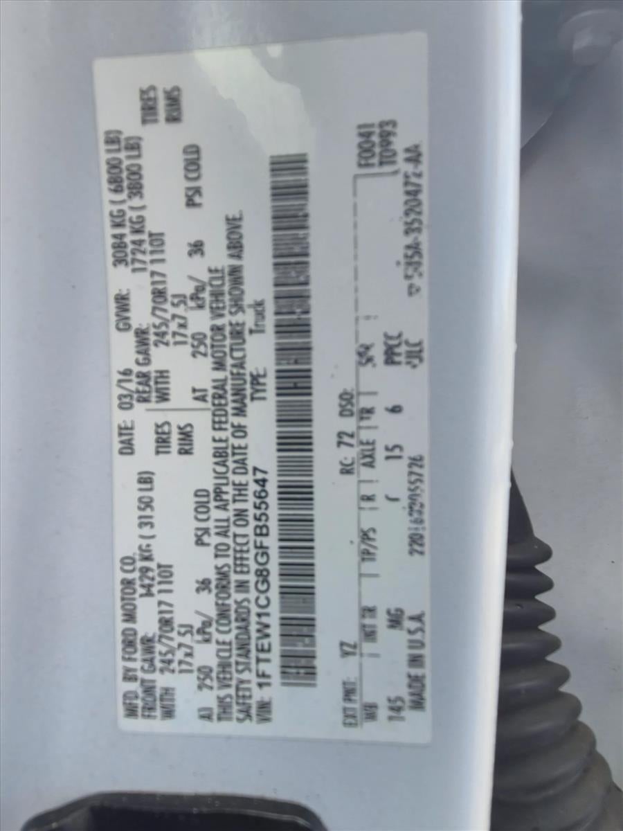 2016 Ford F-150 2WD SuperCrew 5-1/2 Ft Box XLT
