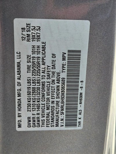 2019 Honda Odyssey Elite Auto