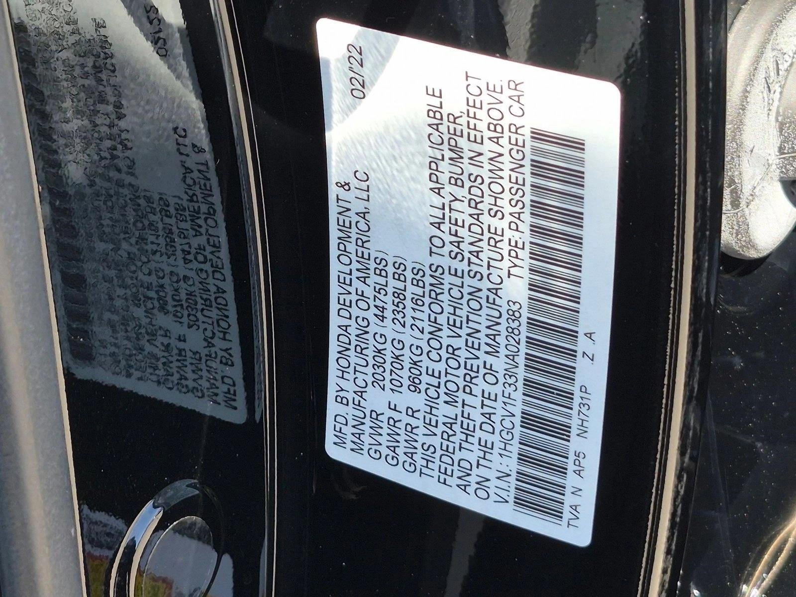 2022 Honda Accord Sedan Sport 1.5T CVT