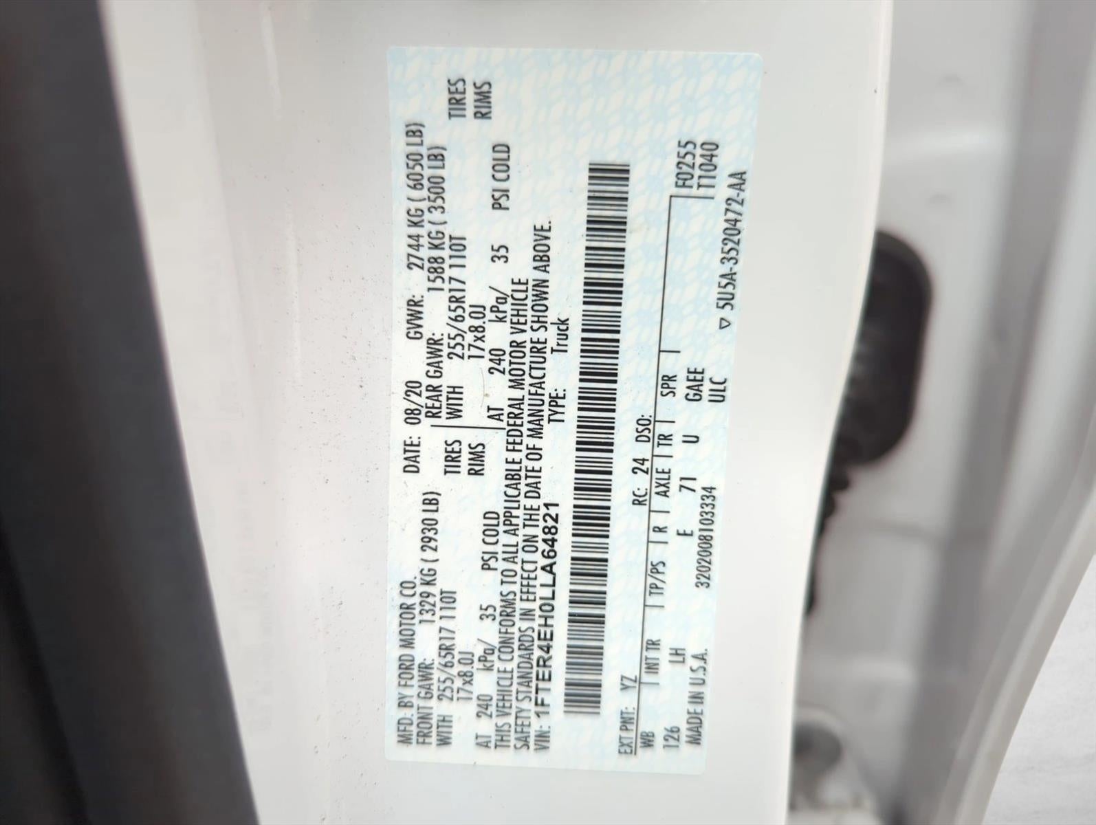 2020 Ford Ranger XL 2WD SuperCrew 5' Box