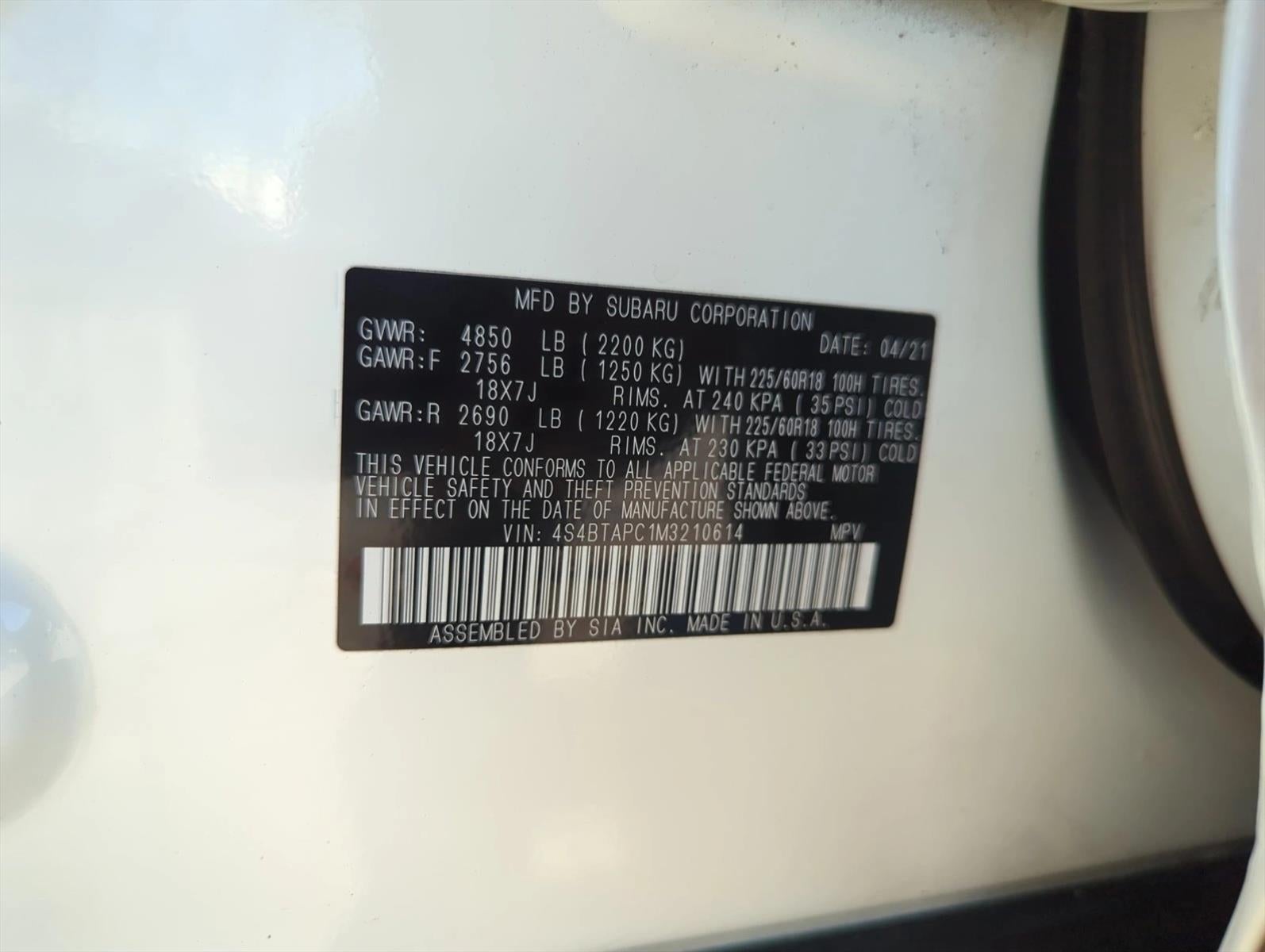 2021 Subaru Outback Touring CVT