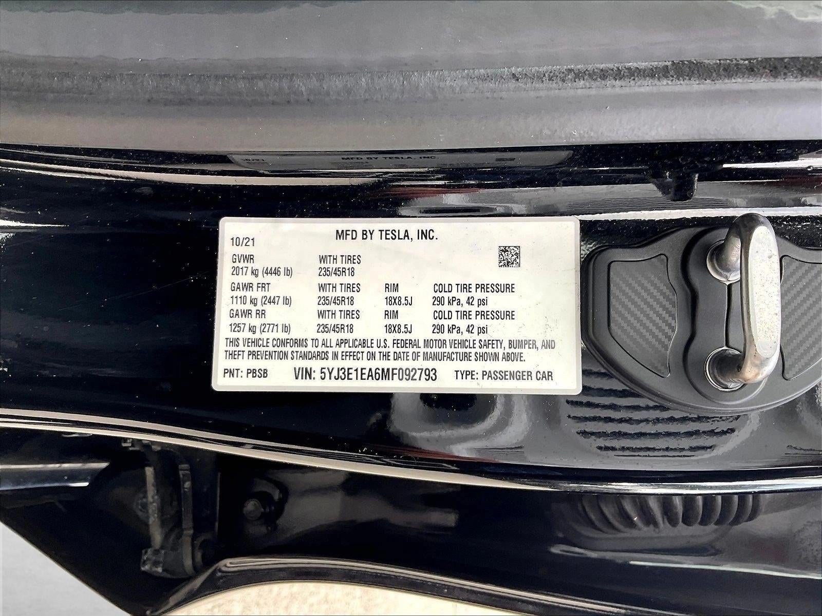 2021 Tesla Model 3 Standard Range Plus RWD