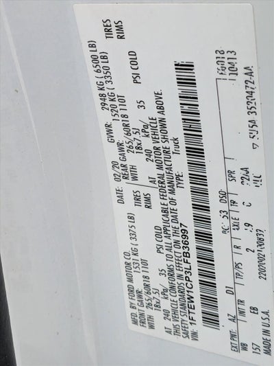 2020 Ford F-150 LARIAT 2WD SuperCrew 5.5' Box