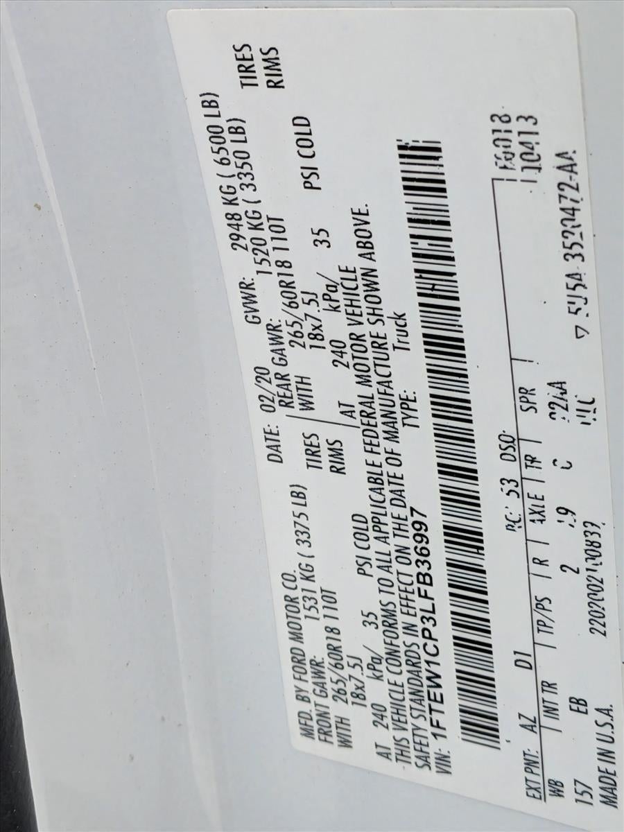 2020 Ford F-150 LARIAT 2WD SuperCrew 5.5' Box