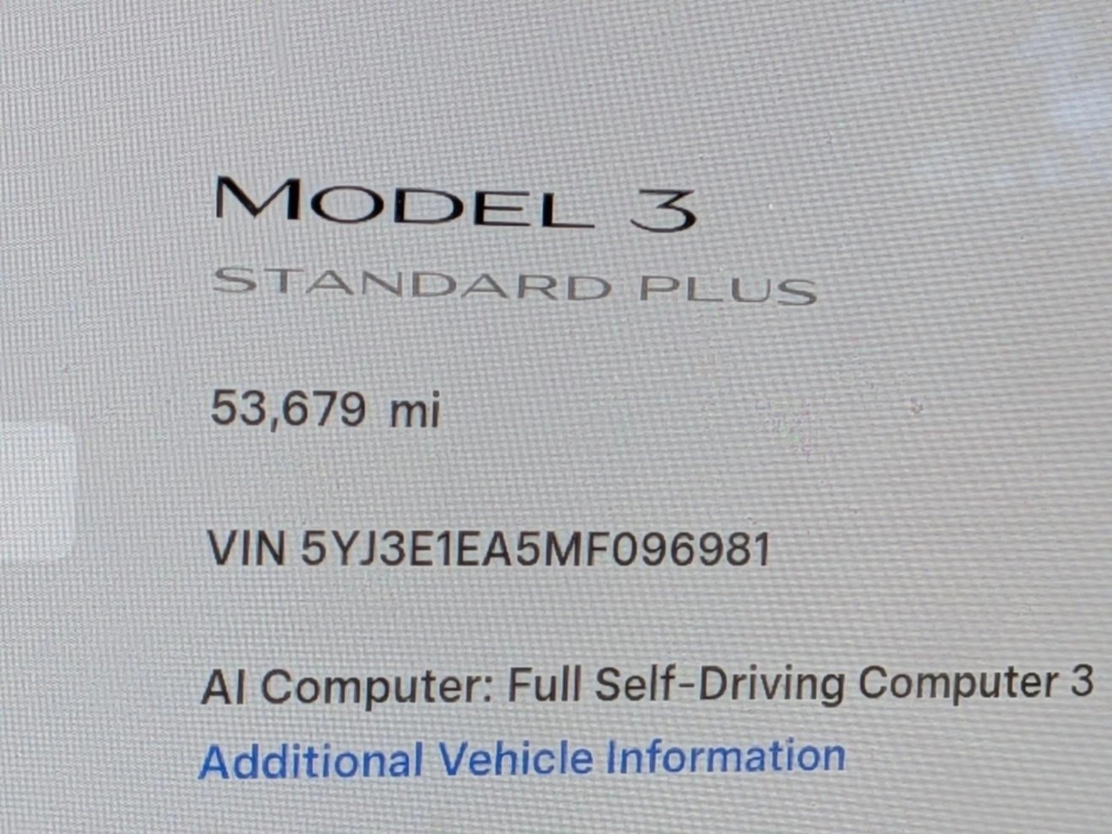 2021 Tesla Model 3 Standard Range Plus RWD