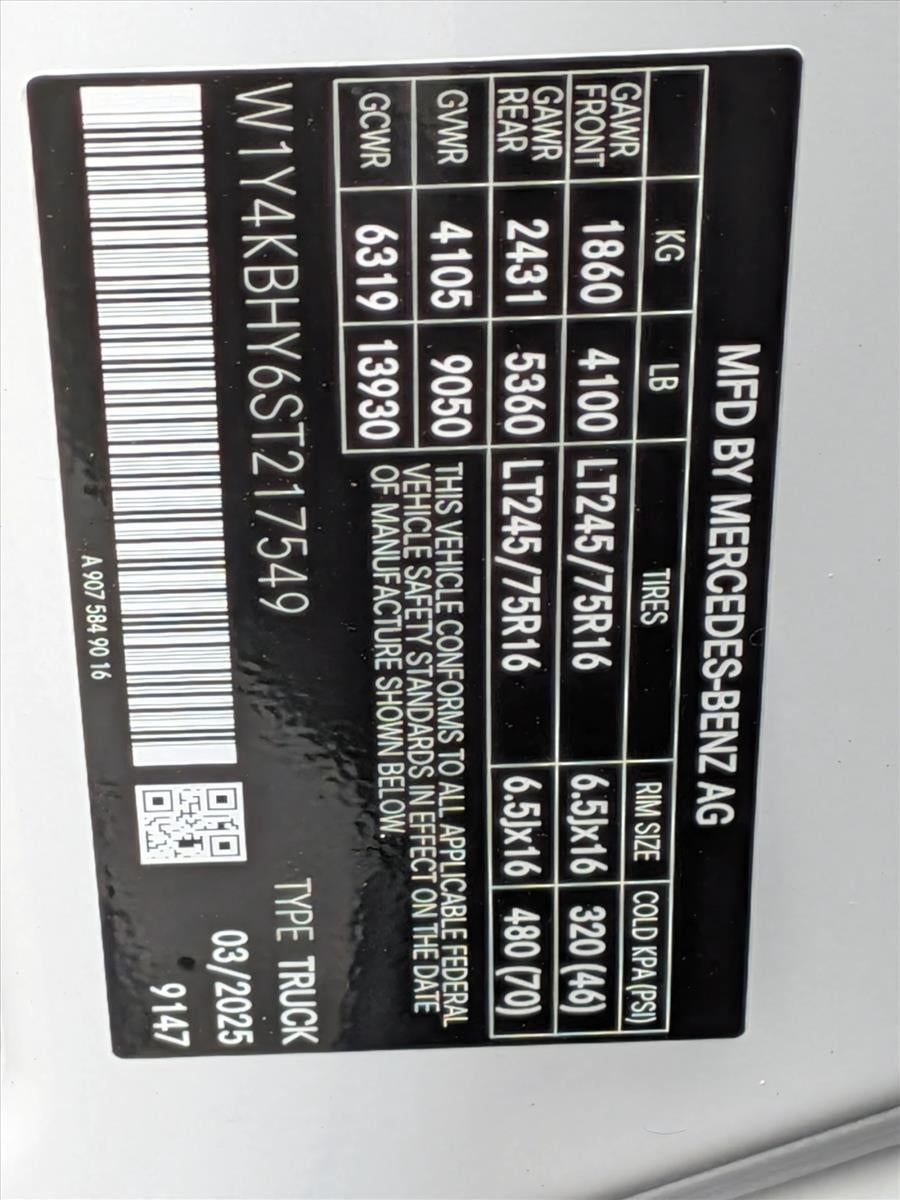 2025 Mercedes-Benz Sprinter Cargo Van 2500 Standard Roof I4 Diesel 144" RWD