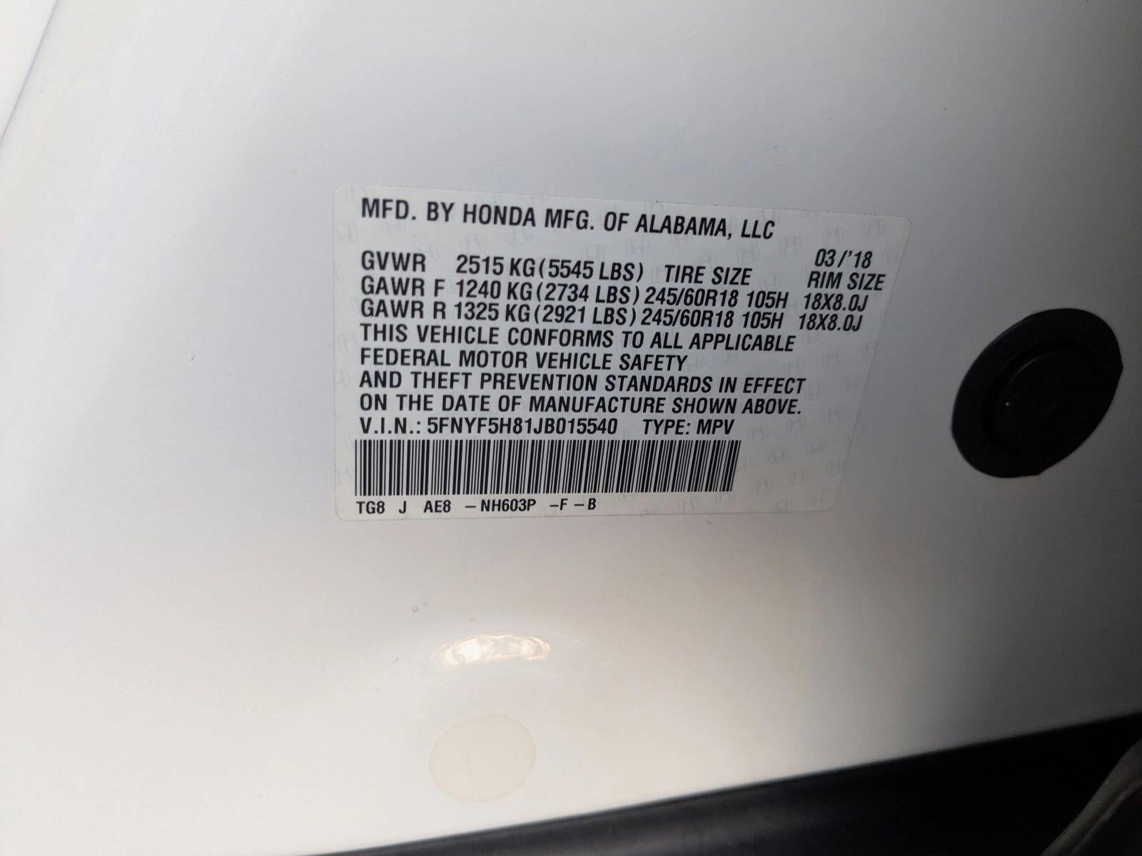 2018 Honda Pilot EX-L w/RES 2WD