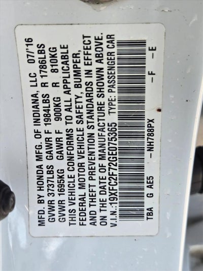 2016 Honda Civic Sedan EX CVT