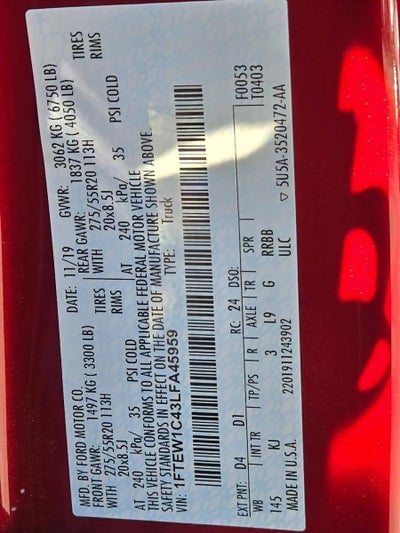 2020 Ford F-150 King Ranch 2WD SuperCrew 5.5' Box