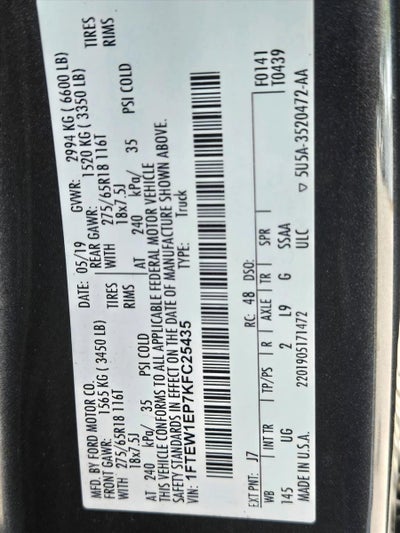 2019 Ford F-150 XLT 4WD SuperCrew 5.5' Box