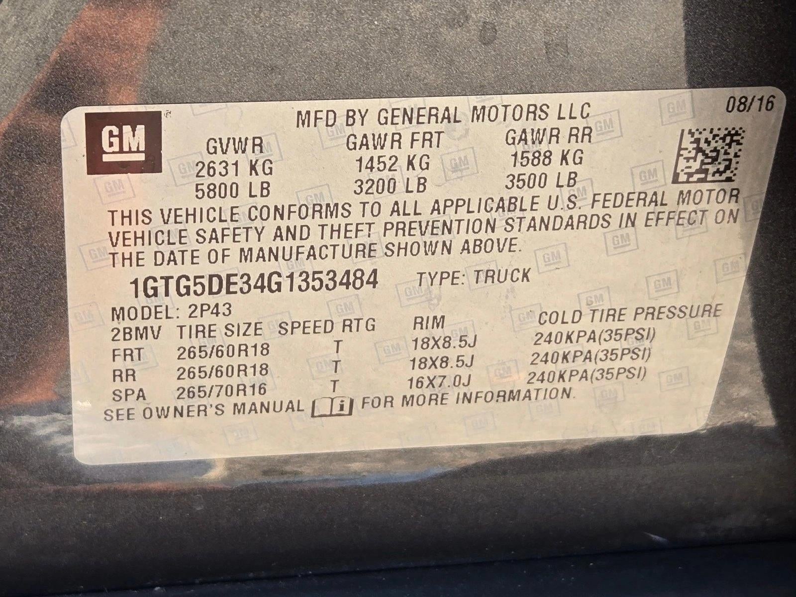 2016 GMC Canyon Crew Cab Short Box 2-Wheel Drive SLT