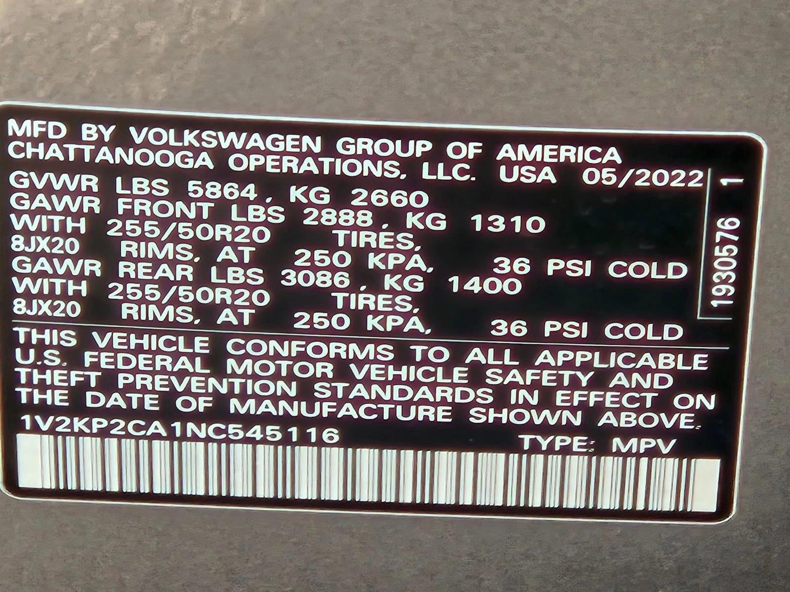 2022 Volkswagen Atlas 2.0T SE w/Technology 4MOTION