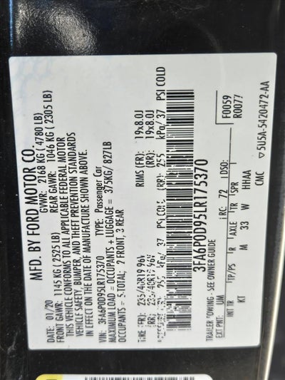 2020 Ford Fusion Titanium AWD