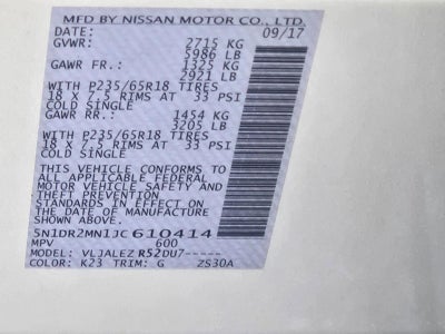 2018 Nissan Pathfinder FWD SV