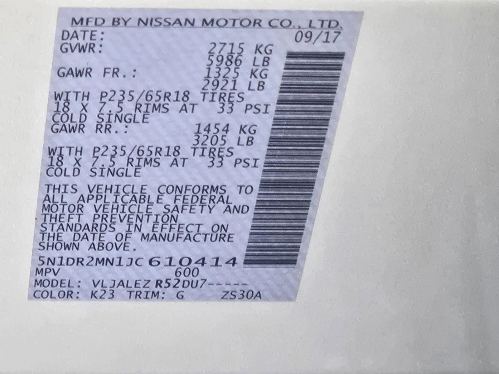 2018 Nissan Pathfinder FWD SV