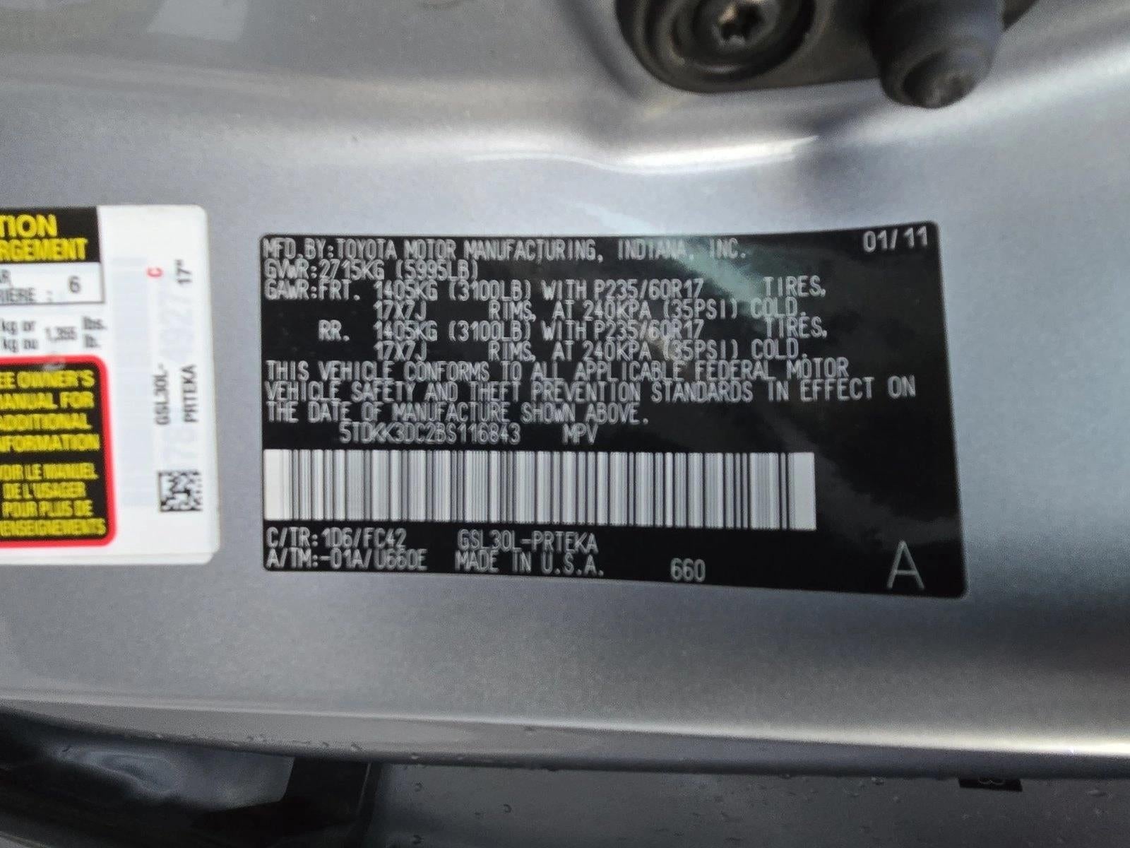 2011 Toyota Sienna 5dr 8-Pass Van V6 LE FWD (Natl)