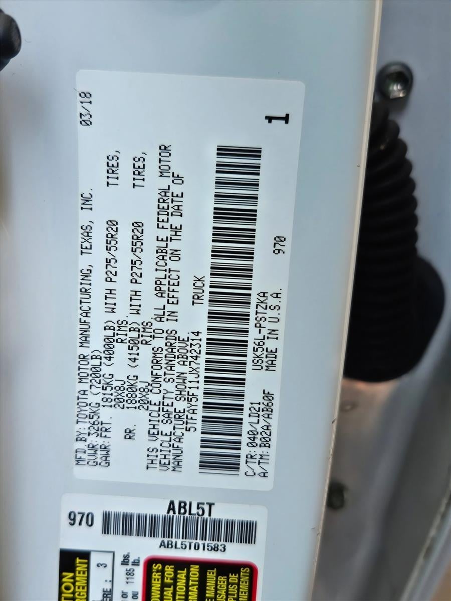 2018 Toyota Tundra 4WD 4WD 1794 Edition CrewMax 5.5' Bed 5.7L (Natl)