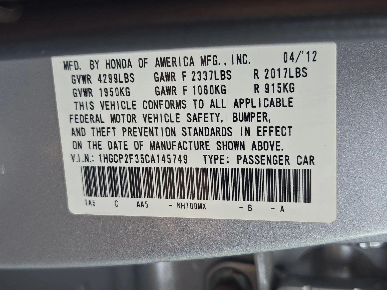 2012 Honda Accord Sedan LX Automatic