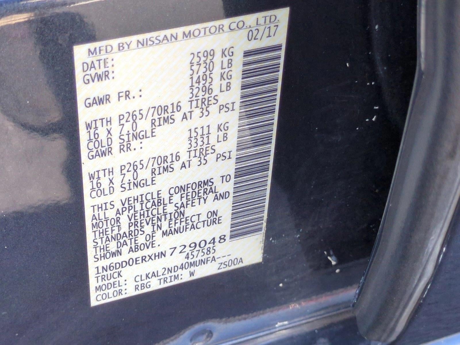 2017 Nissan Frontier Crew Cab 4x2 SV V6 Auto