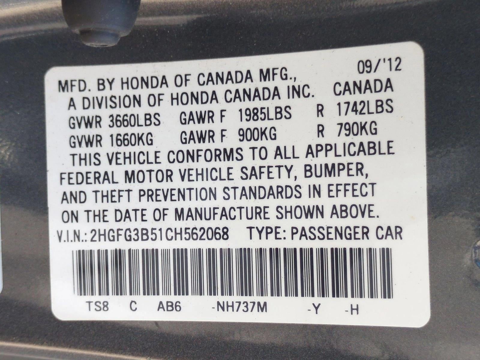 2012 Honda Civic Coupe LX Automatic