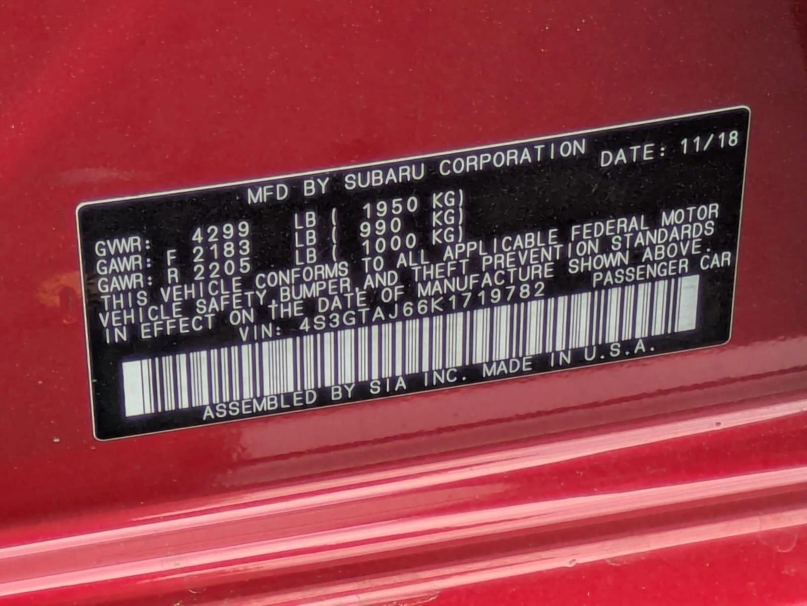 2019 Subaru Impreza 2.0i Sport 5-door Manual