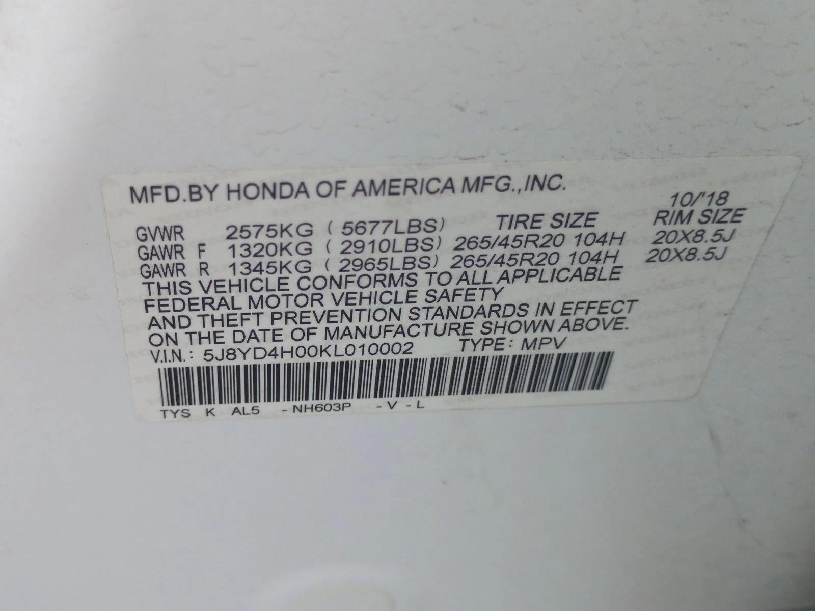 2019 Acura MDX SH-AWD w/Technology/A-Spec Pkg