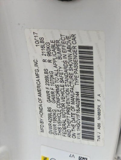 2018 Honda Accord Sedan LX CVT