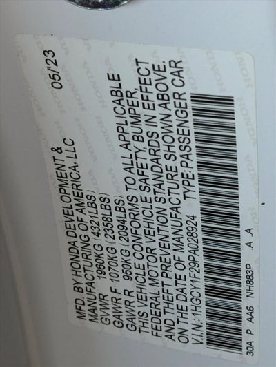 2023 Honda Accord Sedan LX CVT