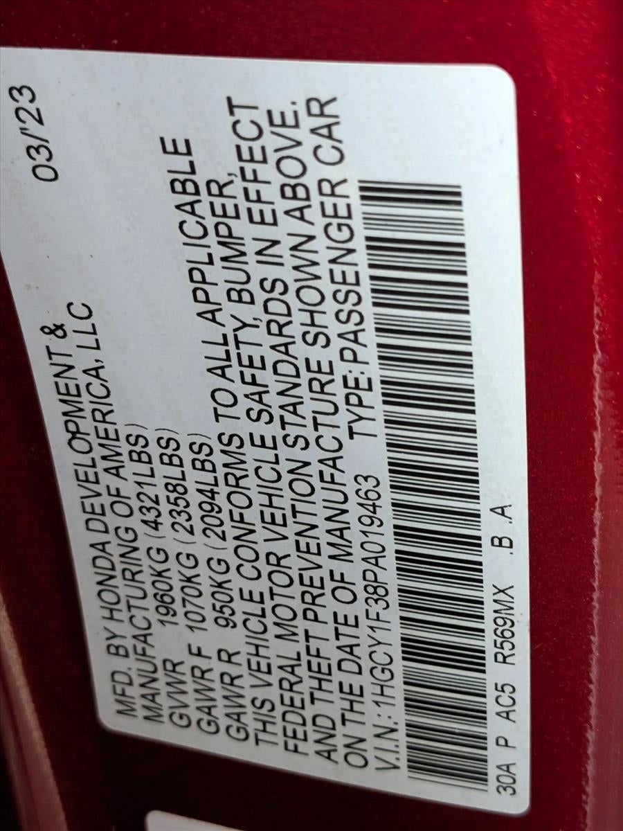 2023 Honda Accord Sedan EX CVT w/o BSI