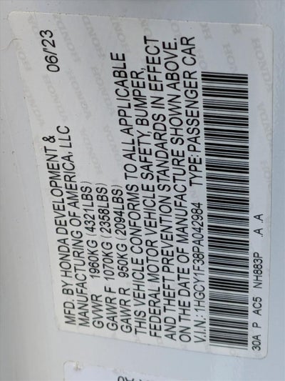 2023 Honda Accord Sedan EX CVT w/o BSI