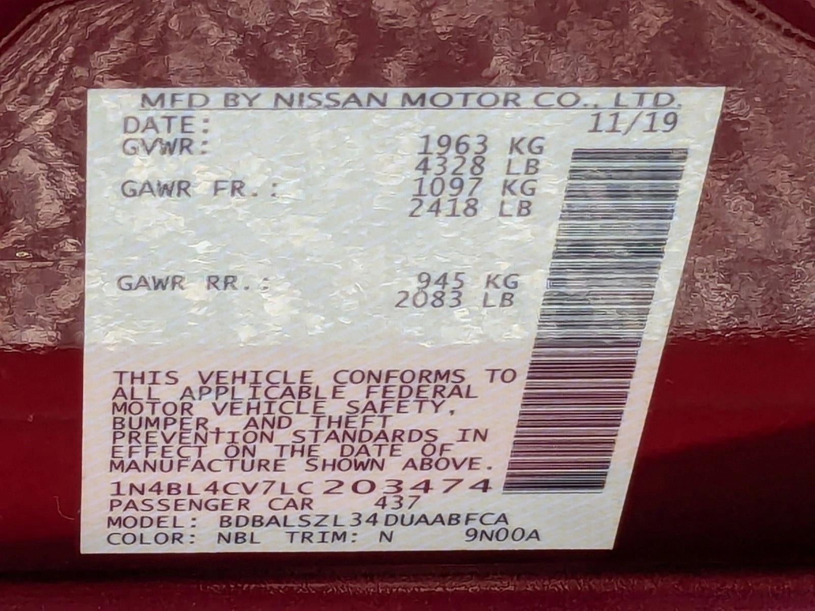 2020 Nissan Altima 2.5 SR Sedan