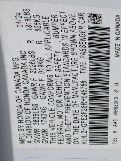 2024 Honda Civic Sedan LX CVT