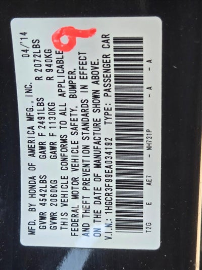 2014 Honda Accord Sedan Touring V6 Automatic