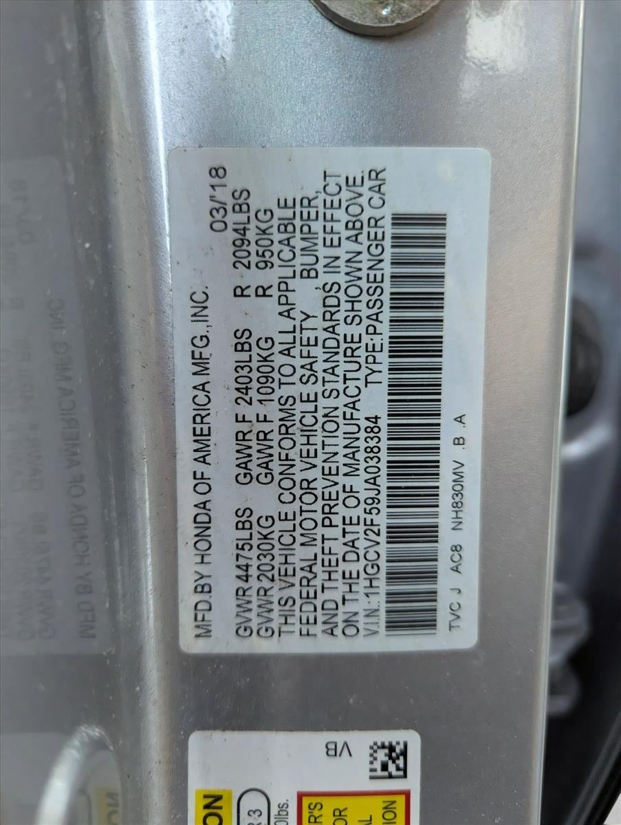 2018 Honda Accord Sedan EX-L 2.0T Automatic