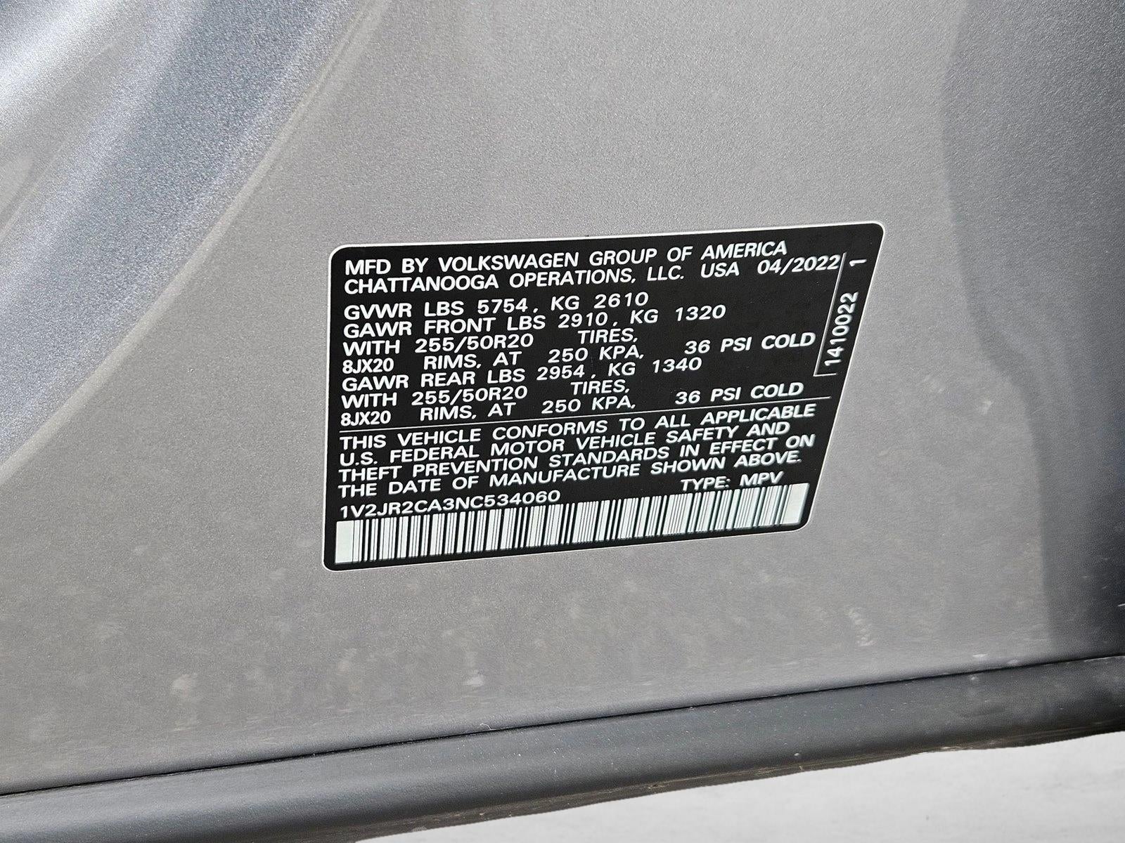 2022 Volkswagen Atlas 3.6L V6 SE w/Technology FWD