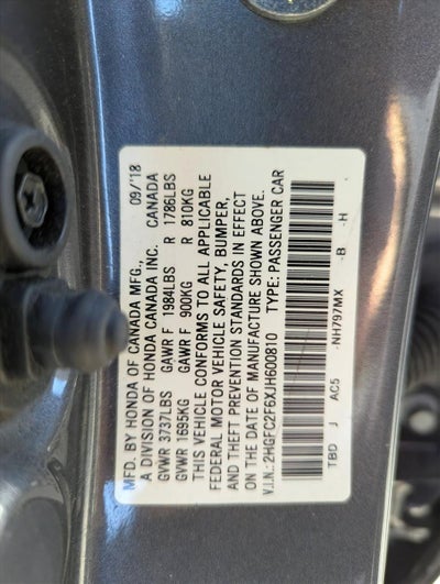 2018 Honda Civic Sedan LX CVT with Honda Sensing