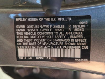 2019 Honda Civic Hatchback EX CVT